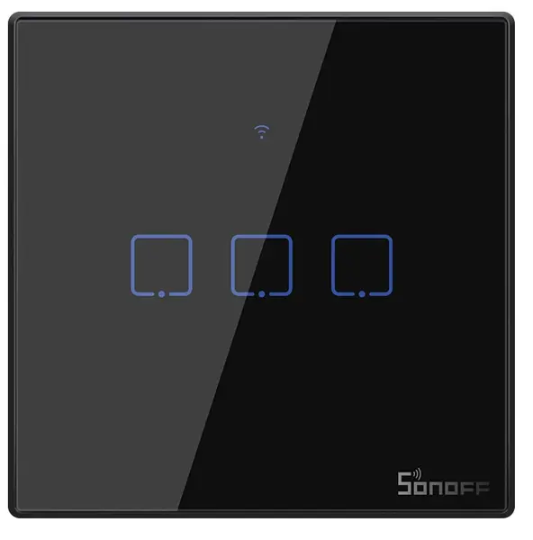 Intrerupator Wifi + RF incastrabil Negru 3 circuite SONOFF-TXT3EU3C