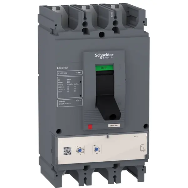 Intreruptor automat EasyPact CVS630N, 50 kA la 415 Vc.a., 630A ETS 2.3, 3P3D Schneider LV563510