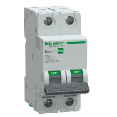 Intreruptor automat (MCB), Easy9 Pro, 2P, 16A, C curba, 6000A, Schneider EZ9F57216