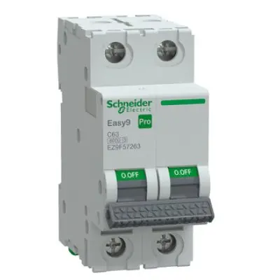Intreruptor automat (MCB), Easy9 Pro, 2P, 63A, C curba, 6000A, Schneider EZ9F57263