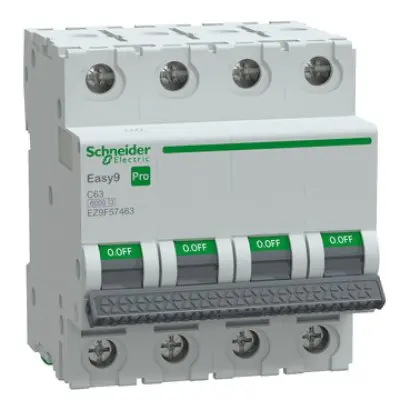 Intreruptor automat (MCB), Easy9 Pro, 4P, 63A, C curba, 6000A, Schneider EZ9F57463