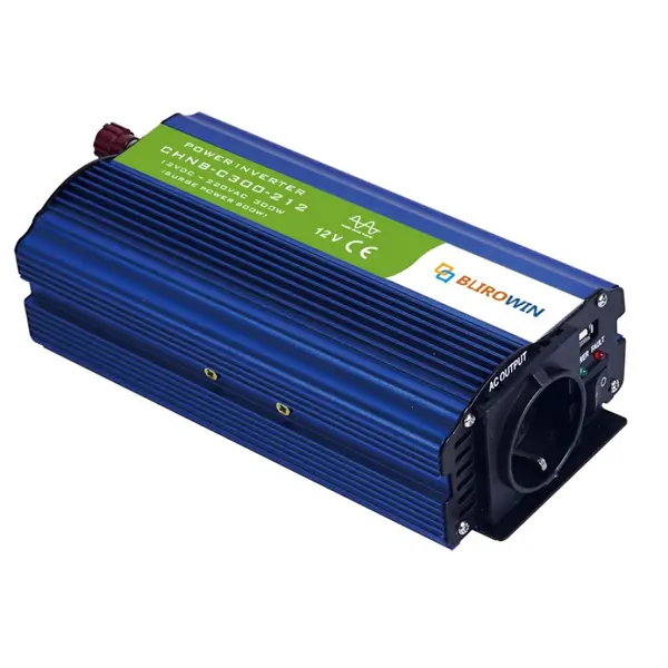 Invertor Auto 12V 220V, BLIROWIN ® , putere convertor 300W cu unda sinusoidala pura, putere de supratensiune 600 W, eficienta 85%, 1 iesire 220 V, 1 iesire USB
