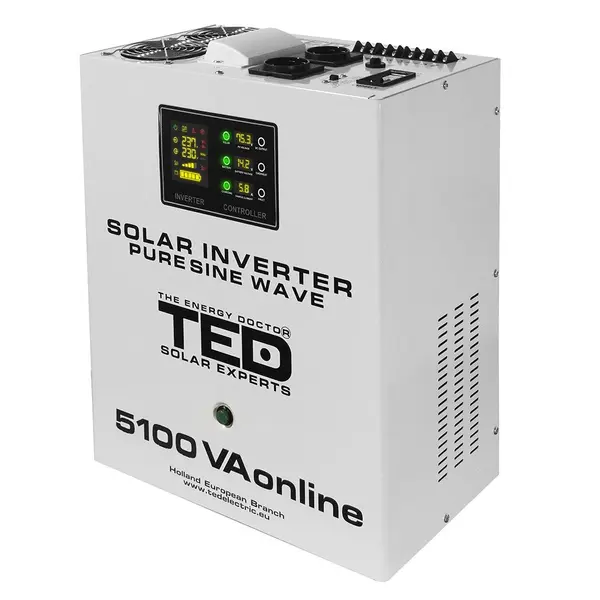 Invertor fotovoltaic Off-grid monofazat TED003898, 5100 VA, 3500 W, MPPT, 2 prize