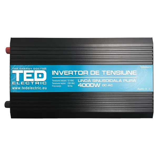 Invertor sinus pur 4000W 12V 230V, pentru auto, panouri solare, rulota, casa si cabana