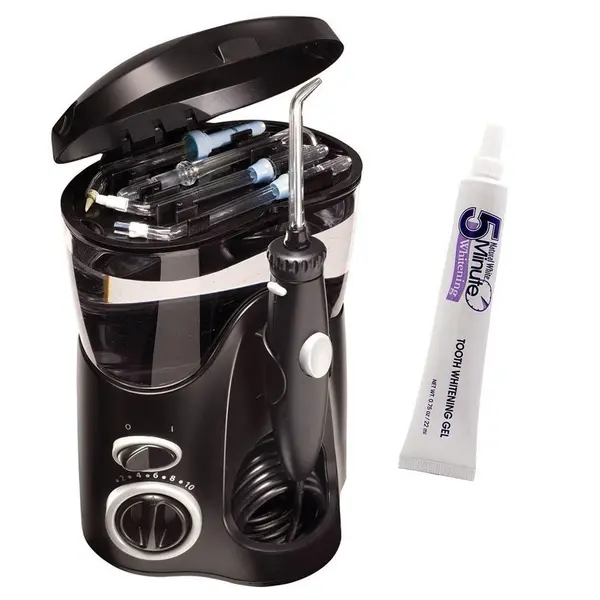 Irigator Bucal, Waterpik WP112, Ultra, 7 Varfuri Incluse, 10 Trepte Presiune, 1400 pulsatii /min, Rezervor 600ml + Gel Albire Dinti