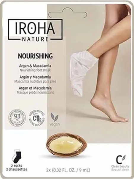 Iroha Nature Mască catifelată pentru picioare cu ulei de argan, 1 pereche
