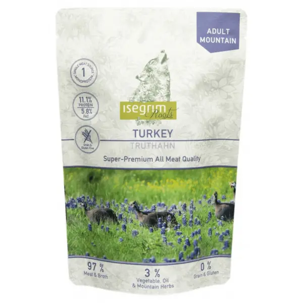 ISEGRIM, XS-XL, Curcan, plic hrană umedă monoproteică fără cereale câini, (în sos), 410g