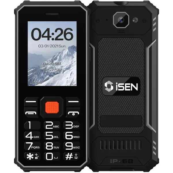 Isen Telefon mobil iSEN F1, 4G Senior, IP68, 2.4 LCD, Dual SIM, Negru