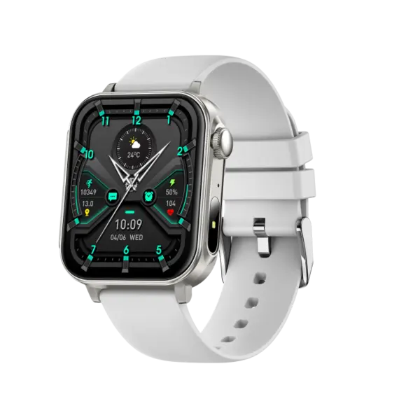 iSEN V96 Smartwatch, Alb, 1.83 HD, Ritm Cardiac, Tensiune Arteriala, Oxigen in Sange (SpO2), Functie Apel, 280 mAh, IP67, Curea Silicon, Aplicatia DaFit, Control Muzica, Vreme, Android 5.2 iOS 9