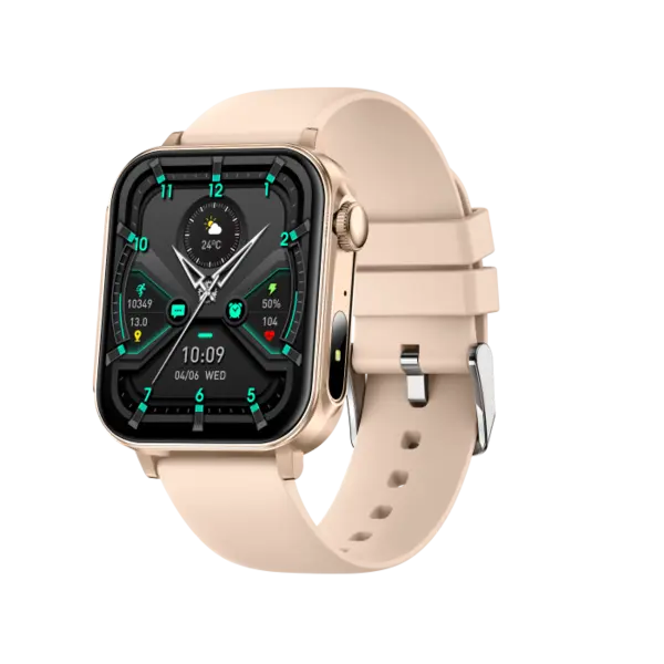 iSEN V96 Smartwatch, Auriu, 1.83 HD, Ritm Cardiac, Tensiune Arteriala, Oxigen in Sange (SpO2), Functie Apel, 280 mAh, IP67, Curea Silicon, Aplicatia DaFit, Control Muzica, Vreme, Android 5.2 iOS 9