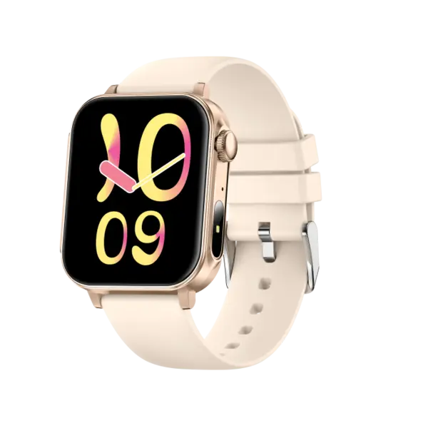 iSEN V96 Smartwatch, Crem, 1.83 HD, Ritm Cardiac, Tensiune Arteriala, Oxigen in Sange (SpO2), Functie Apel, 280 mAh, IP67, Curea Silicon, Aplicatia DaFit, Control Muzica, Vreme, Android 5.2 iOS 9