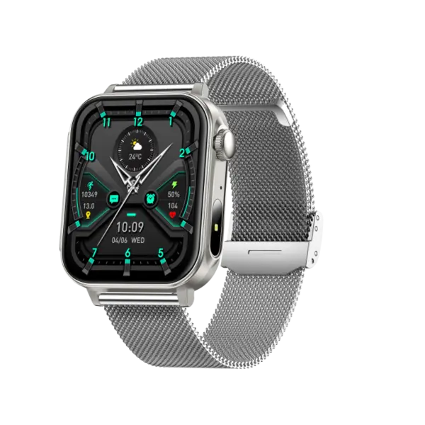 iSEN V96 Smartwatch, Gri, 1.83 HD, Ritm Cardiac, Tensiune Arteriala, Oxigen in Sange (SpO2), Functie Apel, 280 mAh, IP67, Curea Metal, Aplicatia DaFit, Control Muzica, Vreme, Android 5.2 iOS 9
