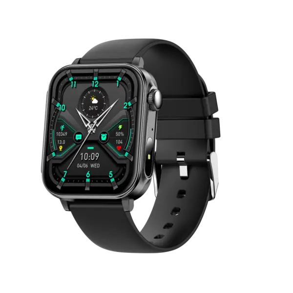 iSEN V96 Smartwatch, Negru, 1.83 HD, Ritm Cardiac, Tensiune Arteriala, Oxigen in Sange (SpO2), Functie Apel, 280 mAh, IP67, Curea Silicon, Aplicatia DaFit, Control Muzica, Vreme, Android 5.2 iOS 9