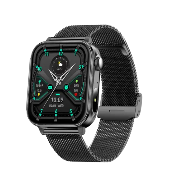 iSEN V96 Smartwatch, Negru, 1.83 HD, Ritm Cardiac, Tensiune Arteriala, Oxigen in Sange (SpO2), Functie Apel, 280 mAh, IP67, Curea Metal, Aplicatia DaFit, Control Muzica, Vreme, Android 5.2 iOS 9