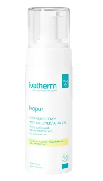 Ivatherm Ivapur Spuma de curatare cu acid salicilic 2% 160 ml