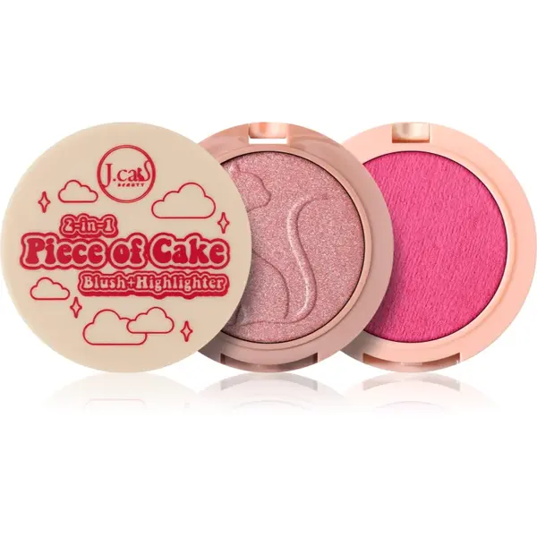 J.Cat Beauty 2 In 1 Piece Of Cake blush pentru iluminare culoare 104 Having Fairy Good Day 12.1 g