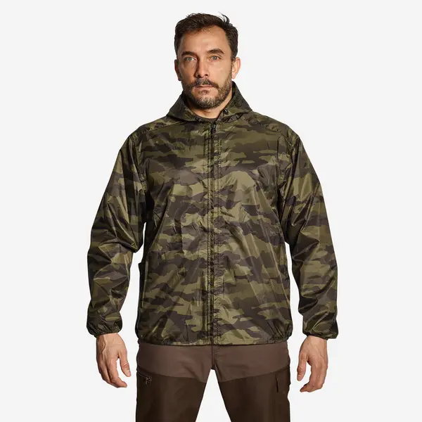 Jachetă 100 light impermeabilă Camo Verde Bărbați