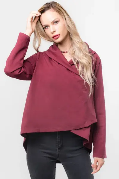 Jacheta bordo petrecuta, din tricot de bumbac