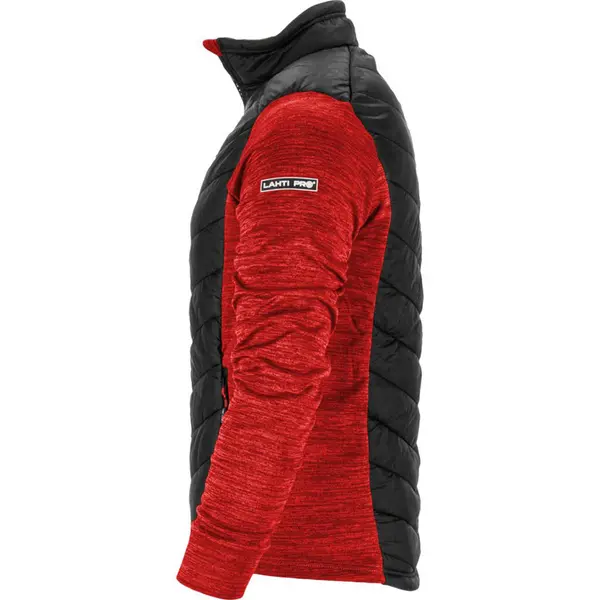 Jachetă matlasată Lahti PRO L4013202, roșu-negru, mărimea M, cu imprimeu și buzunare cu fermoar