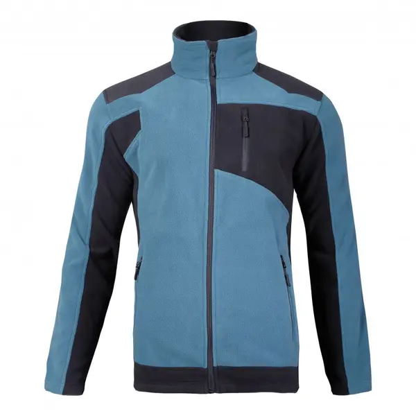 Jachetă polar Lahti PRO L4011402, turcoaz-negru, mărimea M, cu întărituri Oxford 300D și 3 buzunare cu fermoar