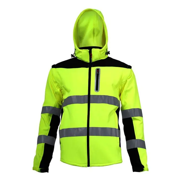 Jacheta reflectorizanta elastica Lahti PRO L4091902, galbena, marimea M, cu gluga detasabila si maneci detasabile
