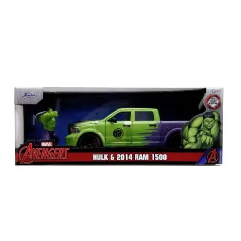 Jada Marvel Set Figurina Hulk Si Masinuta Metalica Ram 1500 2014 Scara 1:24