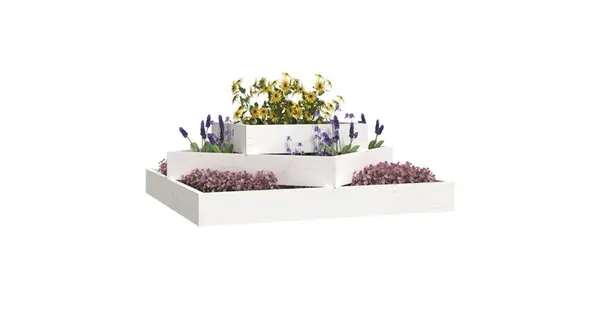 Jardiniera, alb, 83x83x27 cm, lemn masiv de pin