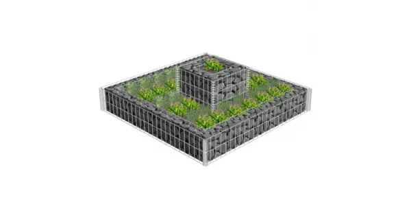 Jardiniera gabion cu 2 niveluri