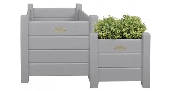 Jardiniera patrata din lemn Acaya grey, 30 x 30 x 30 cm