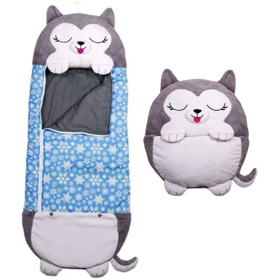Jay Play Sac de dormit 2 in 1 husky Kodiak, Pliabil, Portabil,137x50cm, Gri, 3-8 ani, WJ6141-D RCO