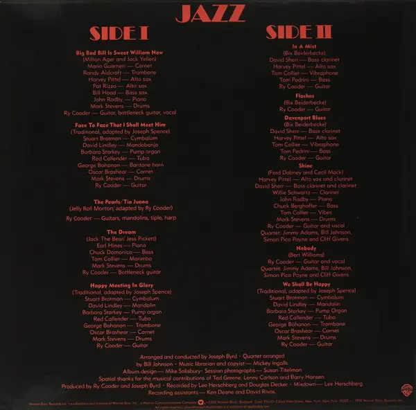 Jazz - Vinyl | Ry Cooder