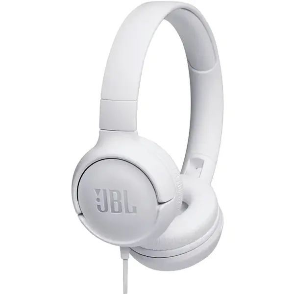 JBL Casti audio On-ear JBL Tune 500, Pure Bass Sound, Hands-free Call, Alb