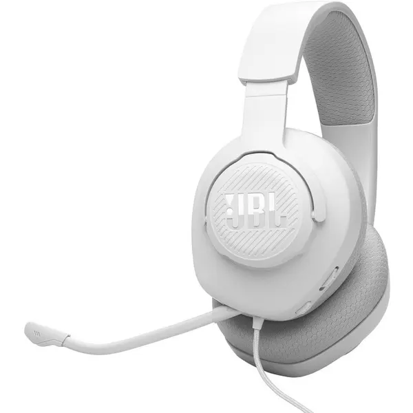 JBL Casti gaming JBL Quantum 100M2, cu fir, microfon detasabil, Jack 3.5mm, Alb