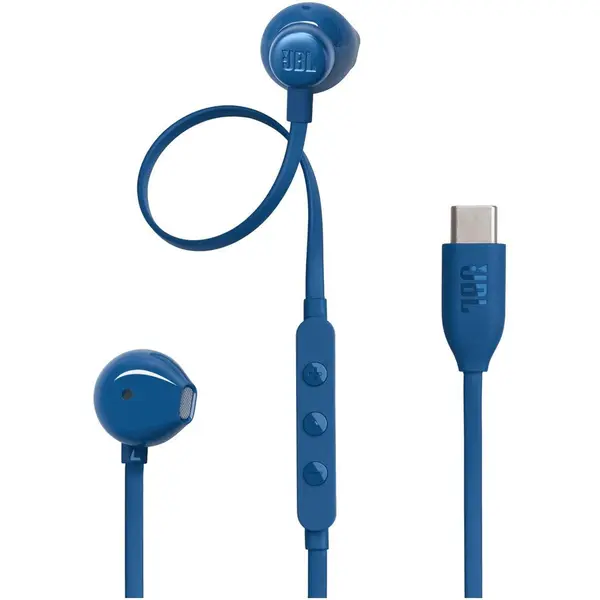 JBL Casti In-Ear cu fir JBL Tune 305C, Pure Bass, Hi-Res, USB-C, Albastru