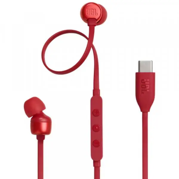 JBL Casti In-Ear cu fir JBL Tune 310C, Pure Bass, Hi-Res, USB-C, Rosu