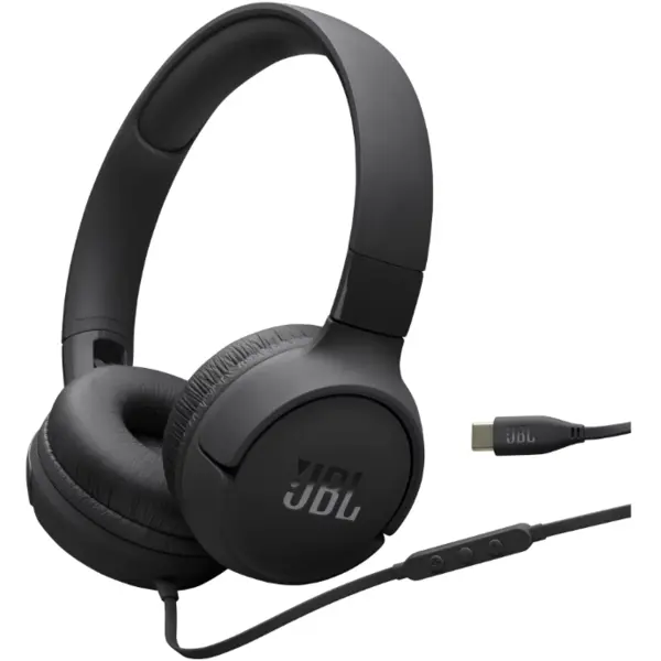 JBL Casti On-ear, JBL Tune 520C, cu fir, Microfon, USB-C, Negru