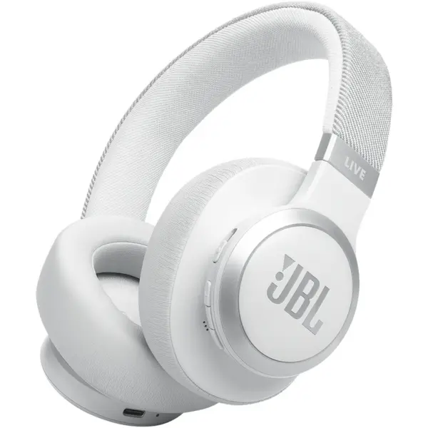 JBL Casti Stereo Wireless On-Ear JBL Live 770NC, Bluetooth, ANC cu Smart Ambient, Microfon, Autonomie 65 ore, Alb