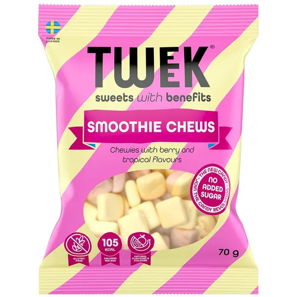 Jeleuri Spumoase cu Aroma de Fructe de Padure si Fructe Tropicale cu Stevie fara Zahar Adaugat Smoothie Chews 70g