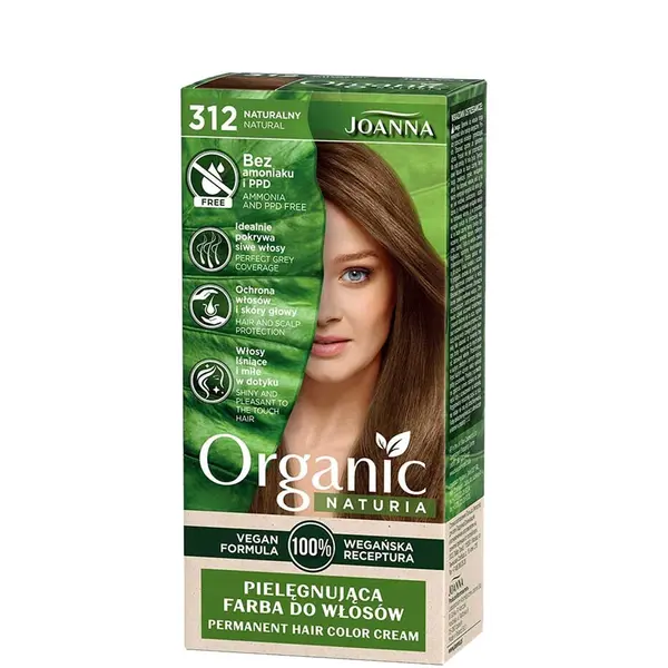 Joanna Naturia Organic Vegan Ammonia Free Permanent Hair Color Cream - 312 Natural