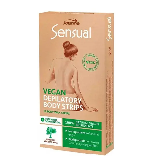 Joanna Sensual Vegan Depilatory Body Strips with Vegetal Wax (12 strips)