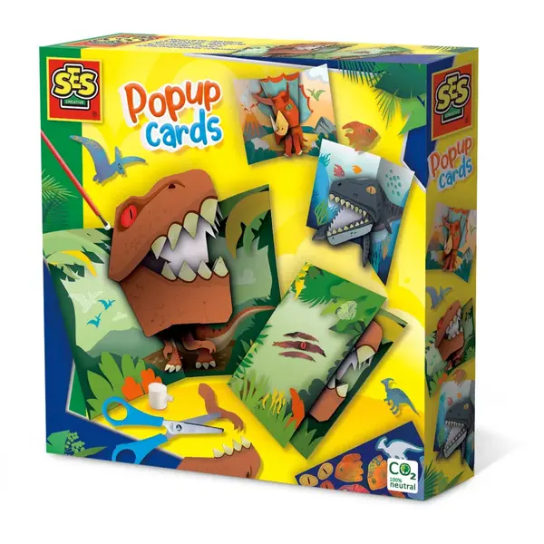 Joc creativ pentru copii - Carduri pop-up dinozauri