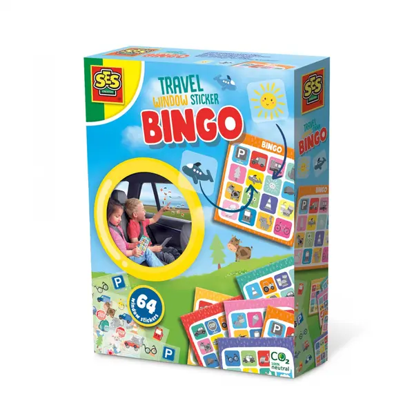 Joc de calatorie -Bingo de copii cu 64 stickere de geam