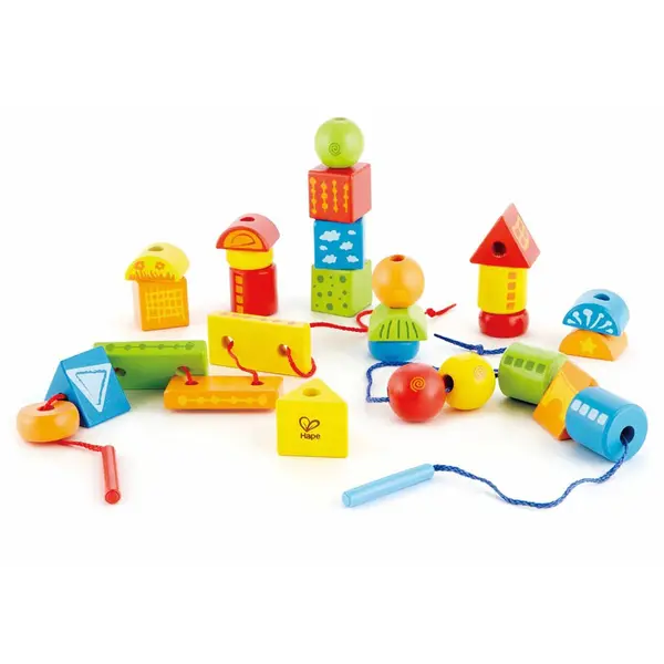 Joc de constructie cu cuburi din lemn Hape 32 piese