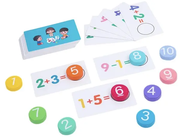 Joc de matematică pentru adunare și scădere Smart Baby - Cu plăci de lemn și cartonașe