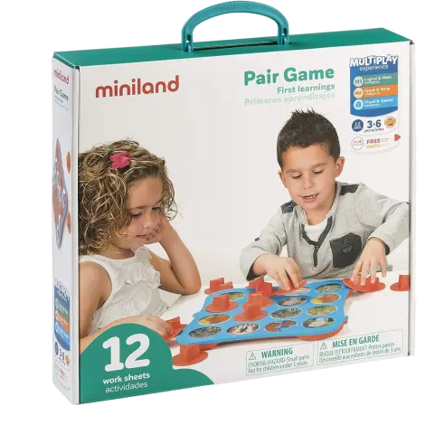 Joc de memorie 12 activitati Pair Game - First Learnings Set, 3-6 ani, Miniland 31920