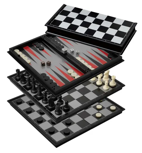 Joc de sah, table si dame magnetic - compact, 31.5 x31.5 cm