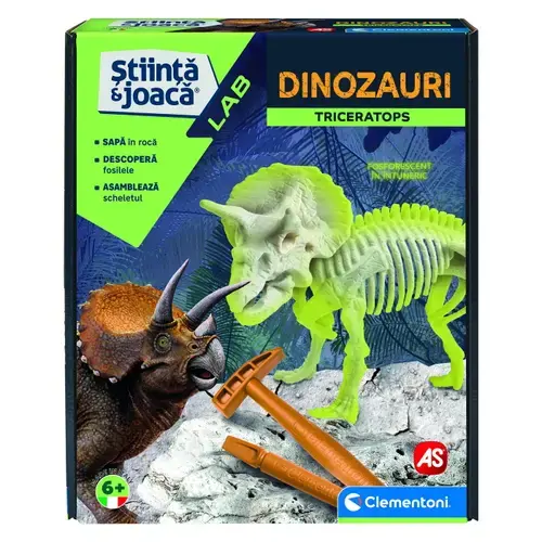 Joc de societate Clementoni - Descopera Dinozaurul Triceratops