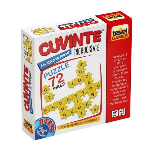 Joc de Societate, D-Toys, Cuvinte Incrucisate, Piese de Puzzle, Editia Travel