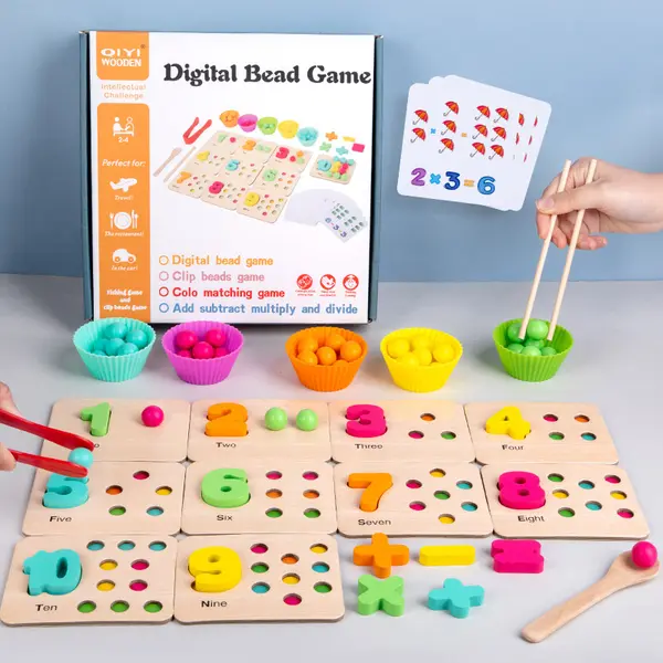 Joc digital cognitiv Montessori cu bile, placi de potrivire culori si numere