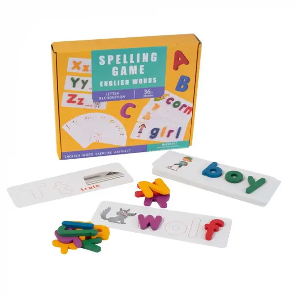 Joc din Lemn cu Carduri si Llitere in Engleza Montessori - Nurio
